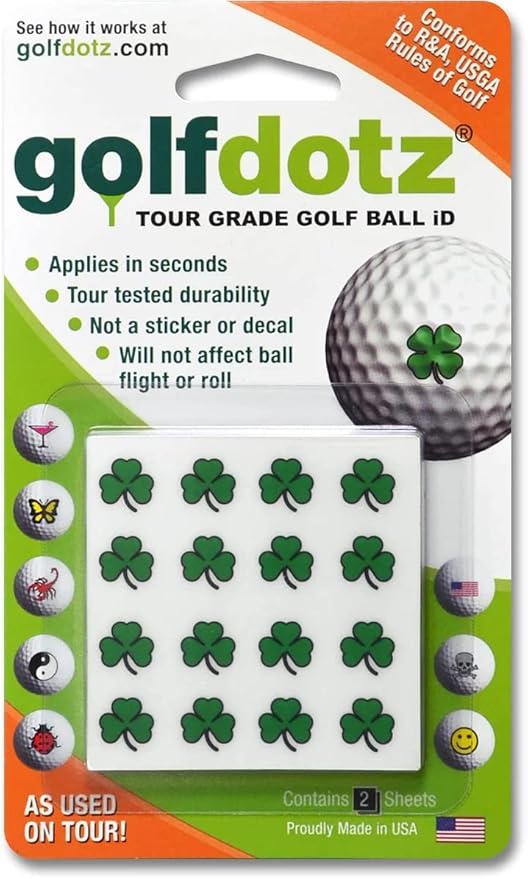 Golfdotz - USGA Rule Conforming Golf Ball Markers, Golf Ball Stickers for Marking Balls, No More Smearing from Stamps, Gifts for Golfers, Dads, and Retirees, (18-32-Count)