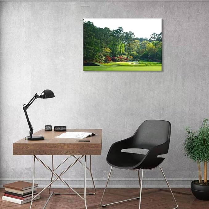 Augusta Golf Course Wall Art Golf Course Picture Poster Canvas Prints - Golf Wall Decor for Living Room Bedroom Home Decorations Framed Artwork Ready to Hang(24''H x 36''W)