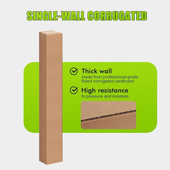 6x6x48 Inch Tall Corrugated Cardboard Boxes 15 Pack, 6"L x 6"W x 48"H Golf Club Shipping Boxes - Shipping, Moving, Packaging, Mailing, Storage Box for Home or Business