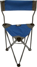 Travel Chair Ultimate Slacker, Quick Folding Tripod Stool with Backrest, Fishing Camping Hiking Chair with Carry Strap, Polyester, Blue