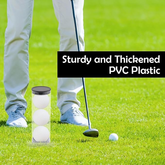 Clear Tube Golf Ball Storage Case, 3 Pack Golf Ball Display Cases Barrel Clear Tubes, Portable with Caps Golf Ball Cases for Home Store Display Use, Thickened Material, 1.8 Inches
