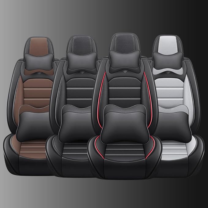 Leather Car Seat Covers for Volkswagen Golf SportWagen 2015-2019,Waterproof Soft Seat Covers,Interior Accessories Seat Covers Protector Airbag Compatible(5pcs Black&Red Luxury)