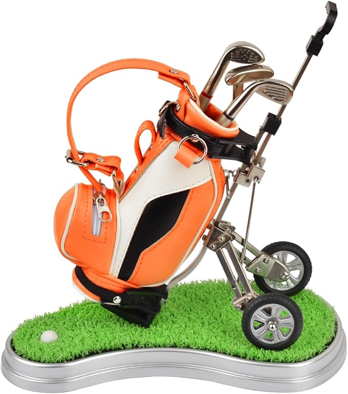 Dual-Purpose Creative Golf Pen Holder With 3 Club Pens - Office Desk Decoration, Souvenir Birthday Gift for Golfer Fans, Women and Men