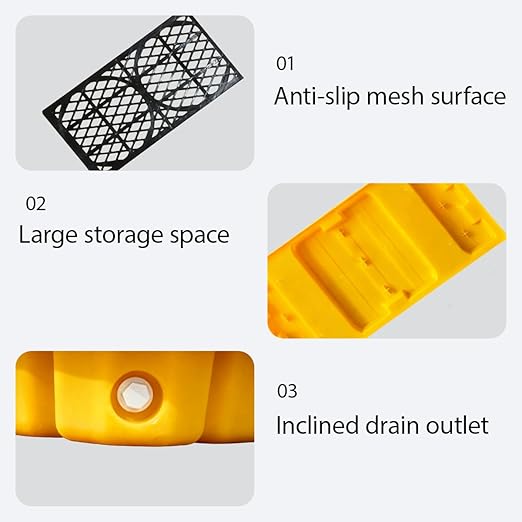 2 Drum Modular Platform Spill Containment Trays with Drain Outlet Forklift Pockets 48x24x4 Heavy Duty 2000lbs Capacity Stackable Leakproof Containment Tray for Garage, Workshop, Industrial Storage