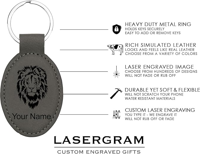 LaserGram Oval Keychain, Golfer Golfing, Personalized Engraving Included (Gray)