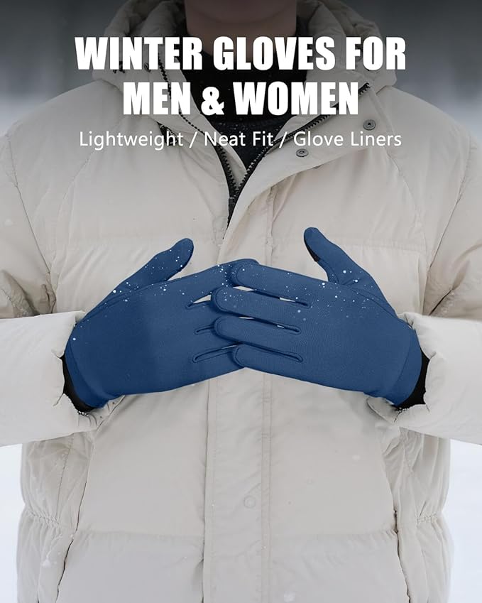 Aegend Lightweight Winter Gloves for Men Women, Warm Running Gloves Touchscreen Thermal Glove Liners for Cold Weather Driving, Cycling & Hiking, Non-Slip, Elastic Cuff, Stretchy, Durable