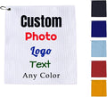 Customized Golf Towel,Personalized Custom Towel for Golf Bags with Carabiner Clip 12"x12", Add Your Photo Picture Text Name Logo,Absorbent & Durable,Retired Gifts for Coworker,Bulk 1-100pcs