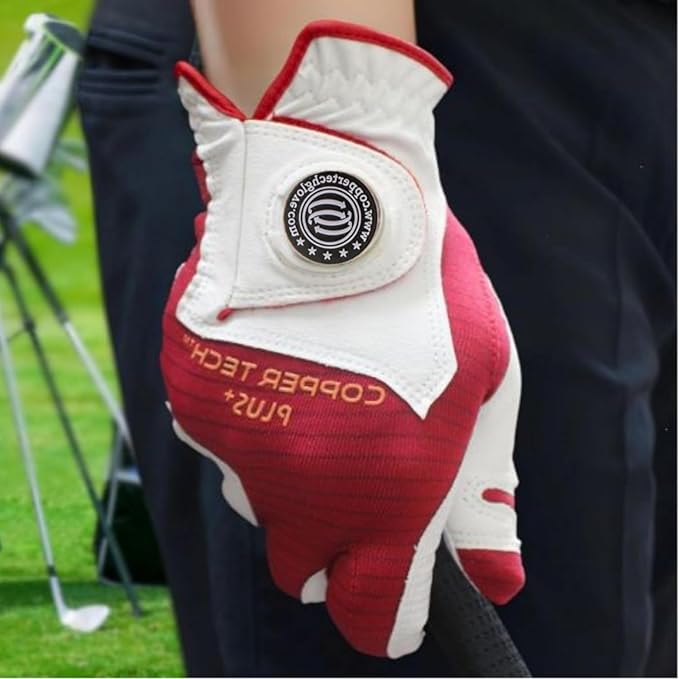 Women's 1-Pack Right and Left Handed Golfers Golf Glove – Advanced Compression for Muscle Support, Joint Relief Gloves – White/Red