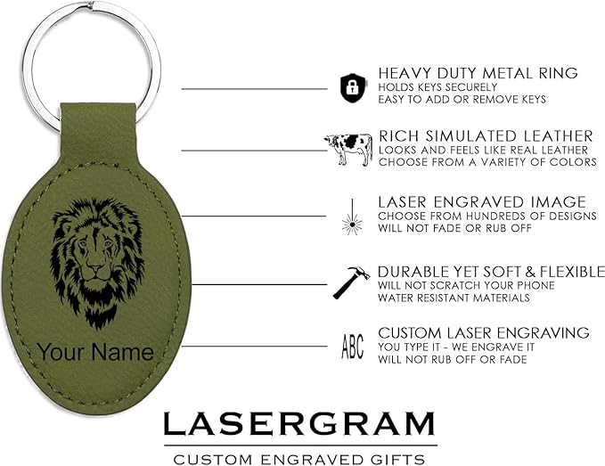 LaserGram Oval Keychain, Golfer Golfing, Personalized Engraving Included (Camo Green)
