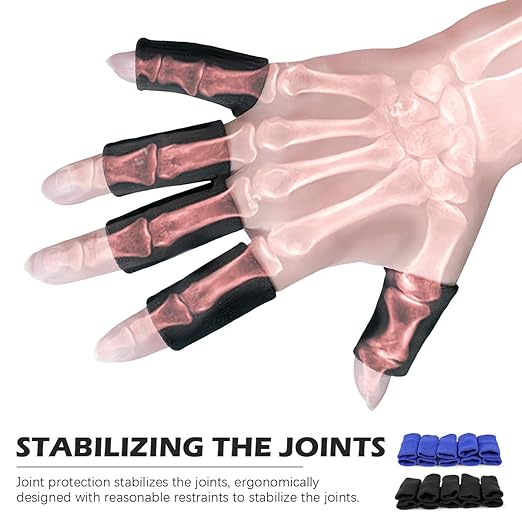 20Pcs Finger Sleeves Sport Finger Sleeves Protectors Elastic Brace Sleeves Breathable Finger Wraps for Basketball Baseball (Black+Blue)