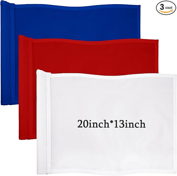 Nuenen 3 Pcs Large Golf Flags with Tube Inserted 13 x 20 Inch Oversize Putting Golf Pin Flags 420D Nylon for Yard Indoor Outdoor Backyard Garden
