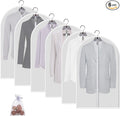 6 Pack Garment Bags for Hanging Clothes (24x40") - Dustproof Suit Bags for Closet Storage - Durable PEVA Covers with Sturdy Zipper for Coats, Jackets & Dresses (Translucent)