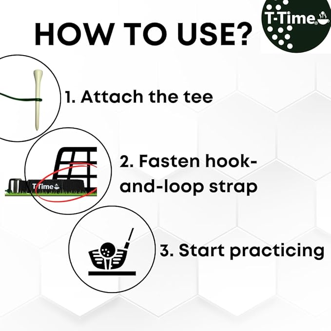 T-Time® Golf Tee Anchor Leash & Tether – US Patented – Keeps Tees in Place for Driving Range and Simulator Practice.