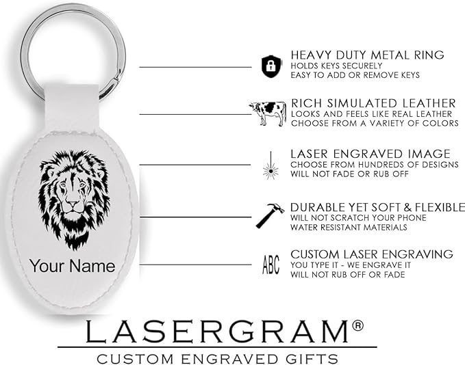LaserGram Oval Keychain, Golf Ball, Personalized Engraving Included (White)