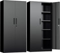 INTERGREAT Metal Storage Cabinet with Lock, 72" H Lockable Metal Storage Cabinet with Locking Doors, Steel Storage Lockers with Adjustable Shelves for Office, Home, Garage, Gym, School (Black)