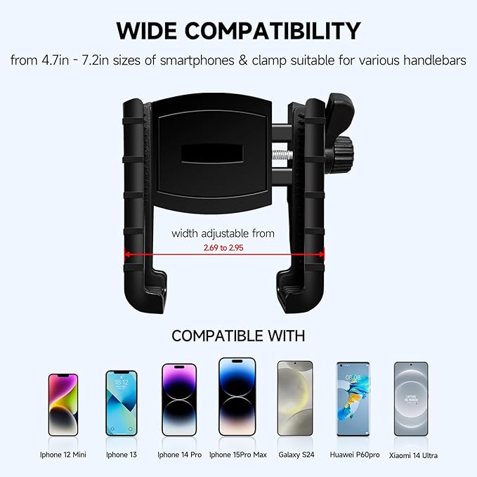 Golf Cart Phone Holder Mount, Compatible with EZGO/Club Car/Yamaha, Universal Compatible with iPhone/Galaxy/Google Pixel, Golf Cart Accessories Fit for All Smartphones (Black)