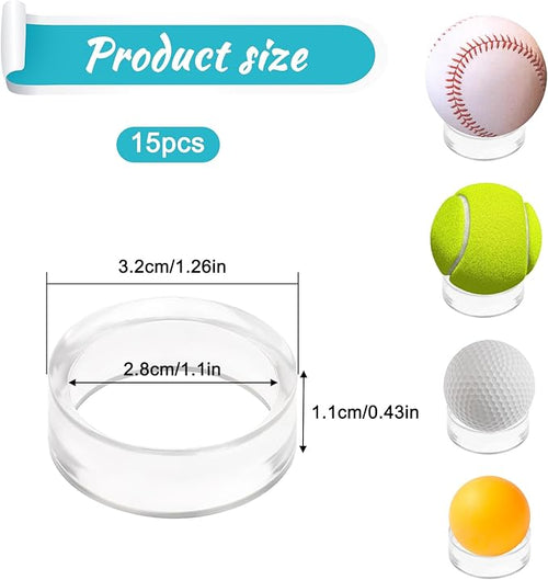 15Pcs Baseball Holder, Ball Stand Baseball Stand Sphere Holders for Display Clear Ring Acrylic Display Holders for Easter Eggs Golf Softball Tennis Ball Spheres Marbles Collections