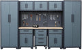 Garage Storage Cabinet System 9-Pcs Workshop Set Garage Cabinets and Storage System with Steel Drawers, Rolling Chest, Workbench, Pegboard for Tool Organization