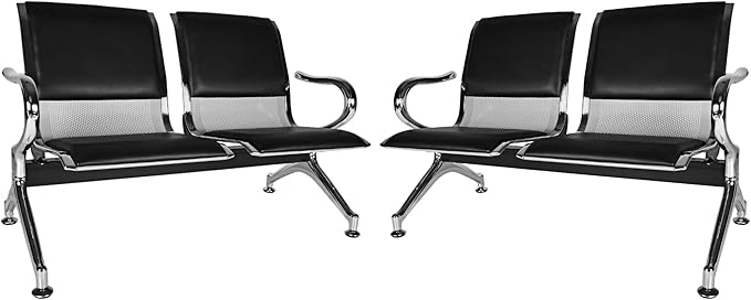 Kinfant Waiting Room Chairs - Reception Guest Bench for Airport Hospital Bank Salon Barber (PU-Black)