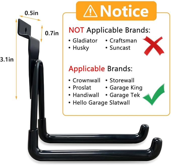 Slatwall Hooks Heavy Duty Slat Wall Accessories Garage Large J Slatwall Hooks Assortment, Slatwall Panel Hooks, Black(10 Pack)