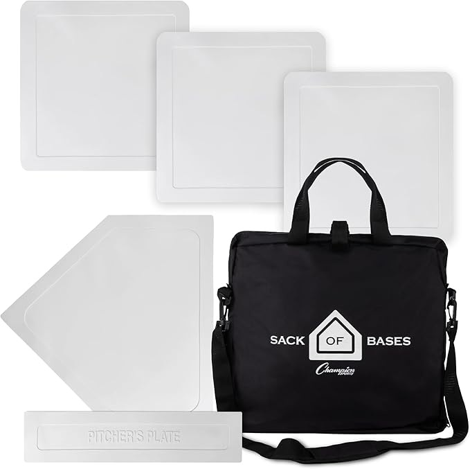 Champion Sports Baseball/Softball Throw Down Base Sets – Durable Indoor/Outdoor Training Bases – Sets of 4 or 5 in Orange or White