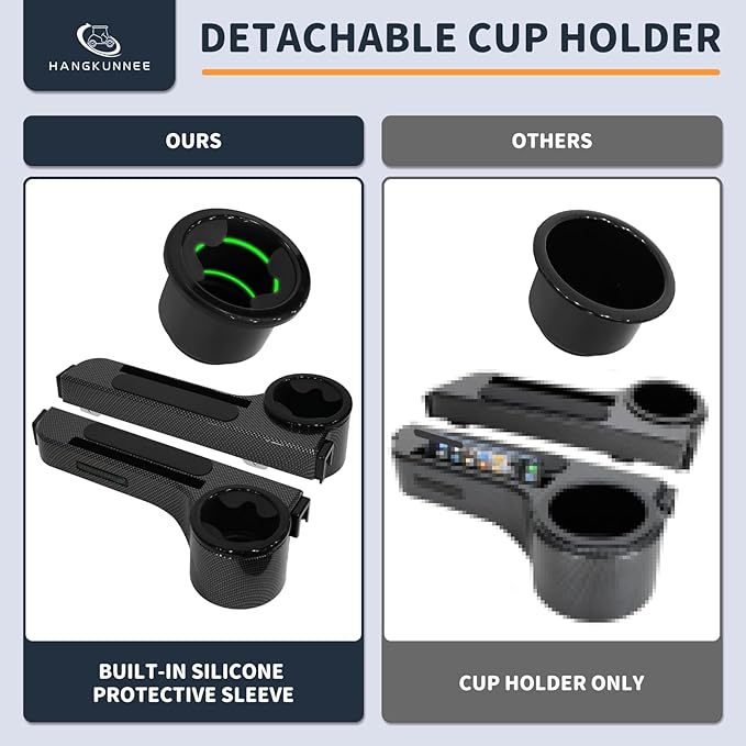Golf Cart Armrest with Cup Holder Fit for EZGO/Club Car/Yamaha & Most Golf Cart, Universal Rear Seat Arm Rest Set with Phone Holder, No Drilling Required, Fits 1" & 1.25" Square Bar, New ABS Design