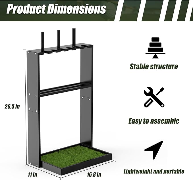 Golf Putter Stand, Premium Wooden Golf Club Rack for 6 Clubs, 18 Balls & 3 Putter Covers Storage, Golf Putter Stand, Floor Display Rack for Indoor Home Office Club Simulator