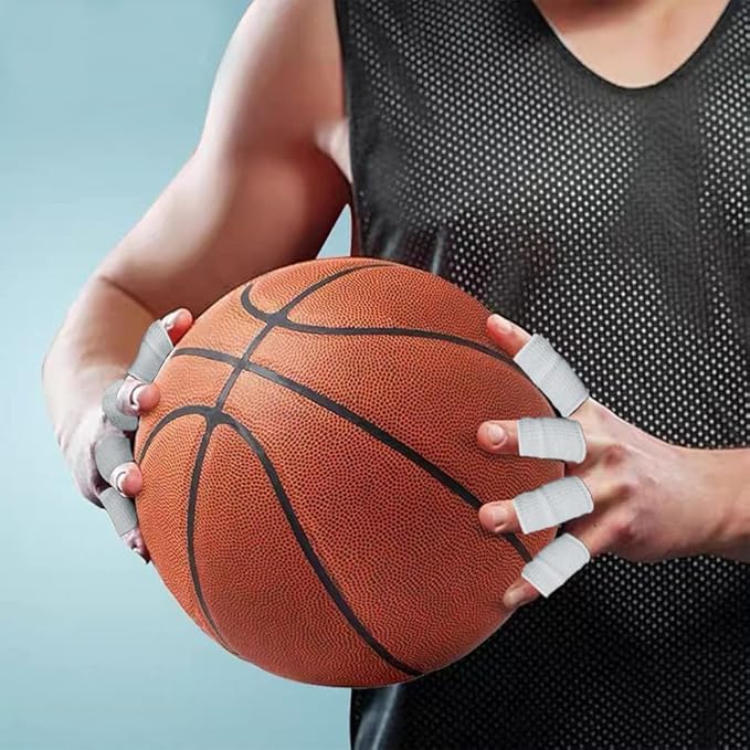 20 PCS Finger Sleeves Protectors, Sport Finger Sleeves Thumb Brace Support Finger Brace Elastic Thumb Sleeves for Relieving Pain Arthritis Trigger Finger(Skin tone Grey)