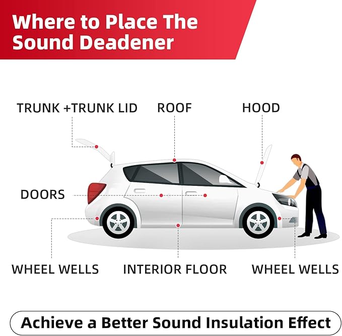 Sound Deadening Mat 157mil(4 mm) 107.64sqft - Closed Cell Foam Car Sound Deadening Material - Self-Adhesive Hood Insulation Heat Shield Auto Sound Dampening