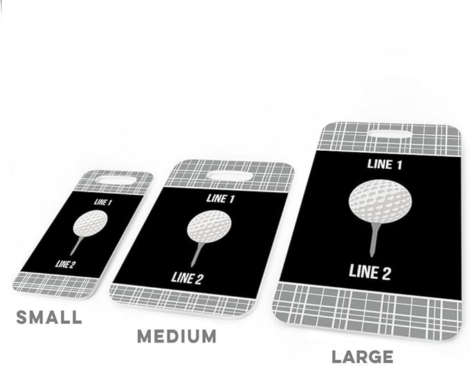 ChalkTalkSPORTS Golf Luggage & Bag Tag | Personalized Team with Golf Ball | Standard Lines on Back | Small | Gray/Black
