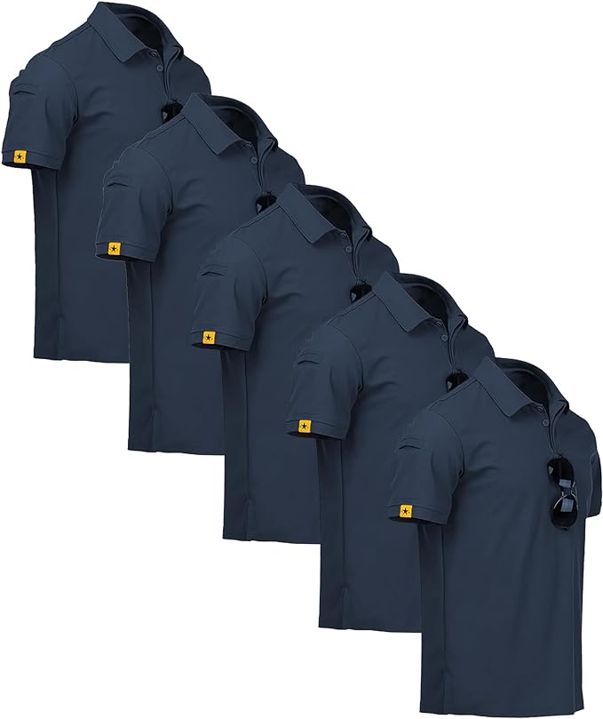 ZITY 5 Pack Mens Polo Shirt Short Sleeve Sports Golf Tennis T-Shirt Moisture-Wicking Summer Shirts