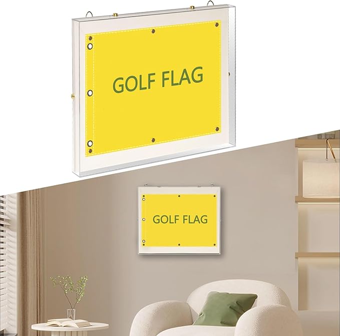 Acrylic Golf Flag Frames for 13'' x 17'' Golf Flag, Clear Boat Golf Garden Flags with Magnetic Mount, Banner Frame Shadow Boxes with Canvas Mat