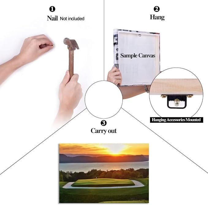 chenchenArt Sleepy Hollow 16 Hole Golf Course Wall Art for Living Room Bedroom Bathroom Home Decorations Sleepy Hollow Golf Course Picture Poster Canvas Prints Framed Ready to Hang(28''H x 44''W)