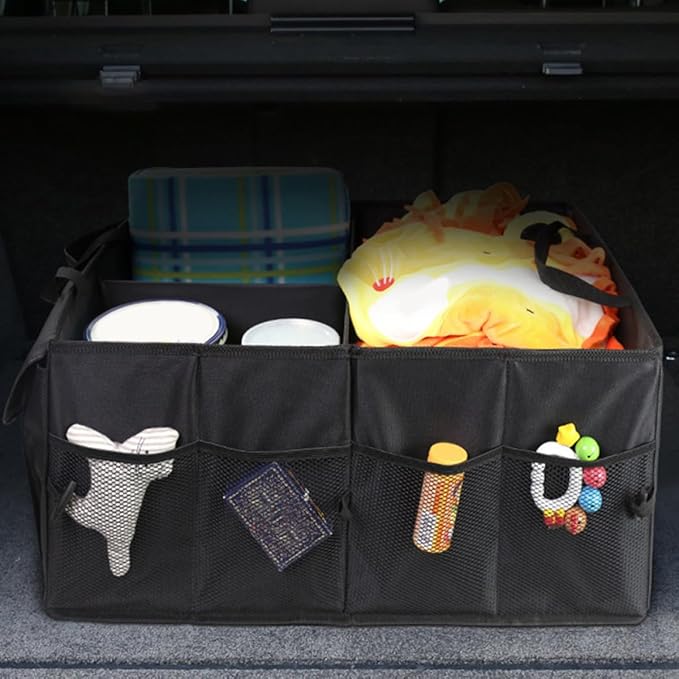 Car Trunk Organizer Suv Trunk Storage Organizer Multipurpose Car Storage Box with Multiple Compartments for Vehicle Grocery and Cargo Organization