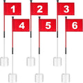Lenwen 6 Set Golf Flagstick Golf Pin Flag Hole Cup Set Putting Green Flag and Poles Nylon Practice Portable 2 Section Design Putting Green Gifts for Yard Backyard Garden Driving Range