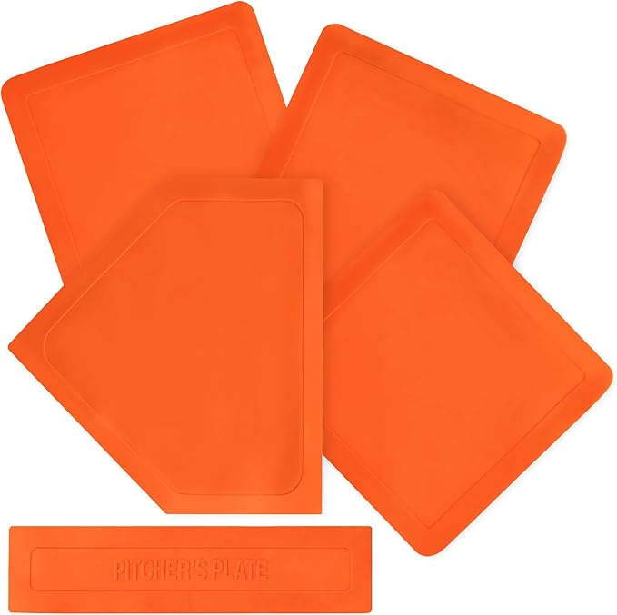 Champion Sports Baseball/Softball Throw Down Base Sets – Durable Indoor/Outdoor Training Bases – Sets of 4 or 5 in Orange or White