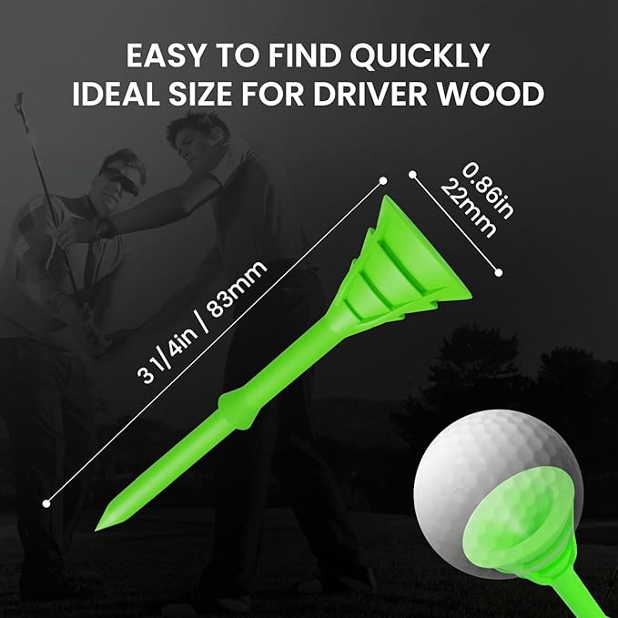 FINGER TEN Unbreakable Golf Tees Plastic 3 1/4 inch Value 50/100 Pack, Low Friction & Low Ball Spin Long Tees to Improve Distance & Accuracy, Durable Tees with Assorted Colors to Practice