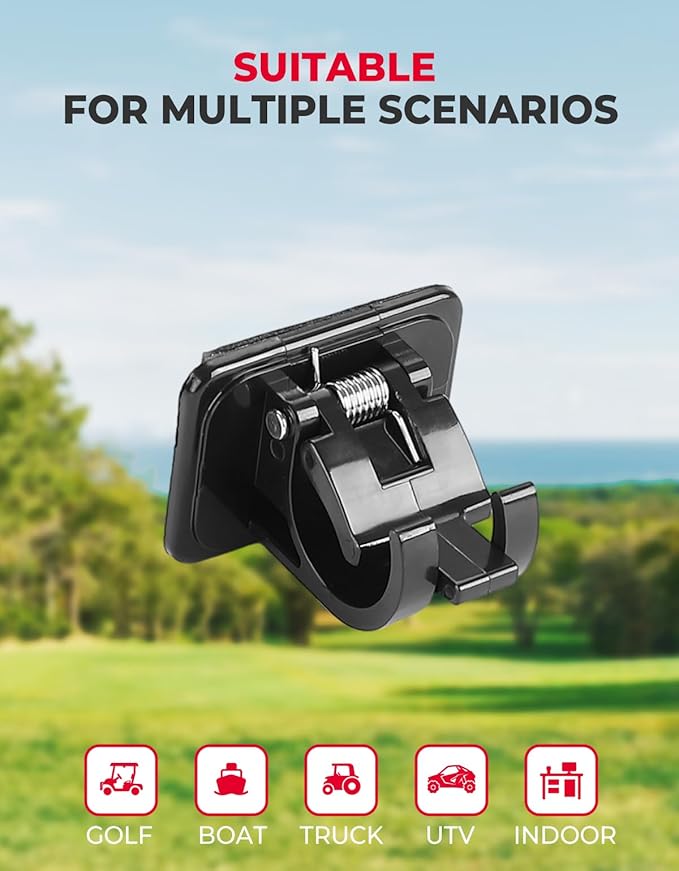 KEMIMOTO Golf Cart Phone Mount Versatile and Sturdy, Fits Square & Round Tubes 0.25-1.25inch 360 Degrees Adjustable Anti Vibration Universal Phone Holder Suitable for iPhone, Galaxy, Pixel