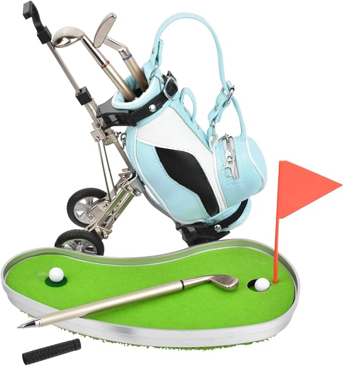 Dual-Purpose Creative Golf Pen Holder With 3 Club Pens - Office Desk Decoration, Souvenir Birthday Gift for Golfer Fans, Women and Men