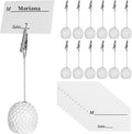 12 Pcs Ball Base Memo Clips, Resin Golf Ball Shaped Card Holders with Alligator Clips, Table Number Card Stands, Picture Photo Display Holders, Note Paper Clips for Wedding, Office