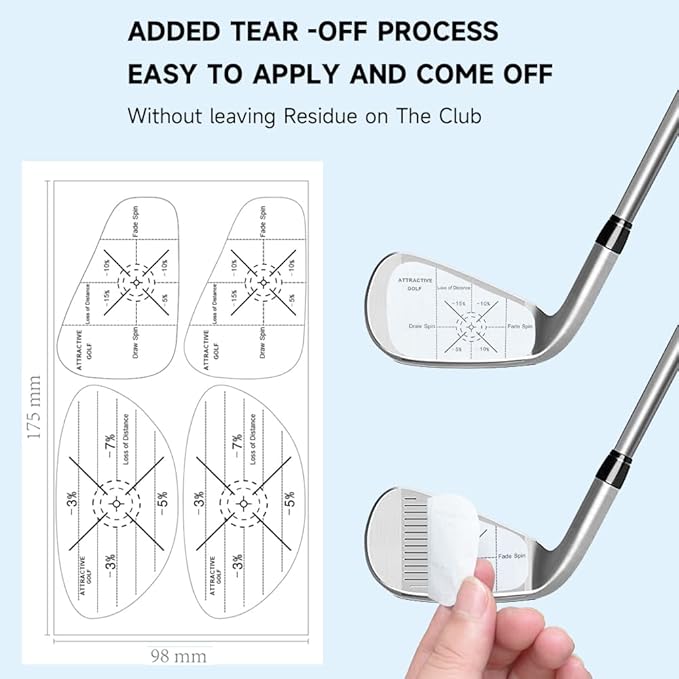 ATTRACTIVE Golf Impact Tape Set, Club Impact Stickers for Golf Clubs, Self-Teaching Sweet Spot and Consistency Analysis, Useful Training Aid Improve Swing Accuracy