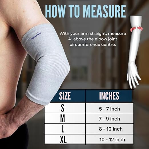 Wonder Care Bamboo Elbow Support Compression Sleeve for Tennis, Golf Elbow, Joint Pain Relief, White, Pack of 2 (Small)