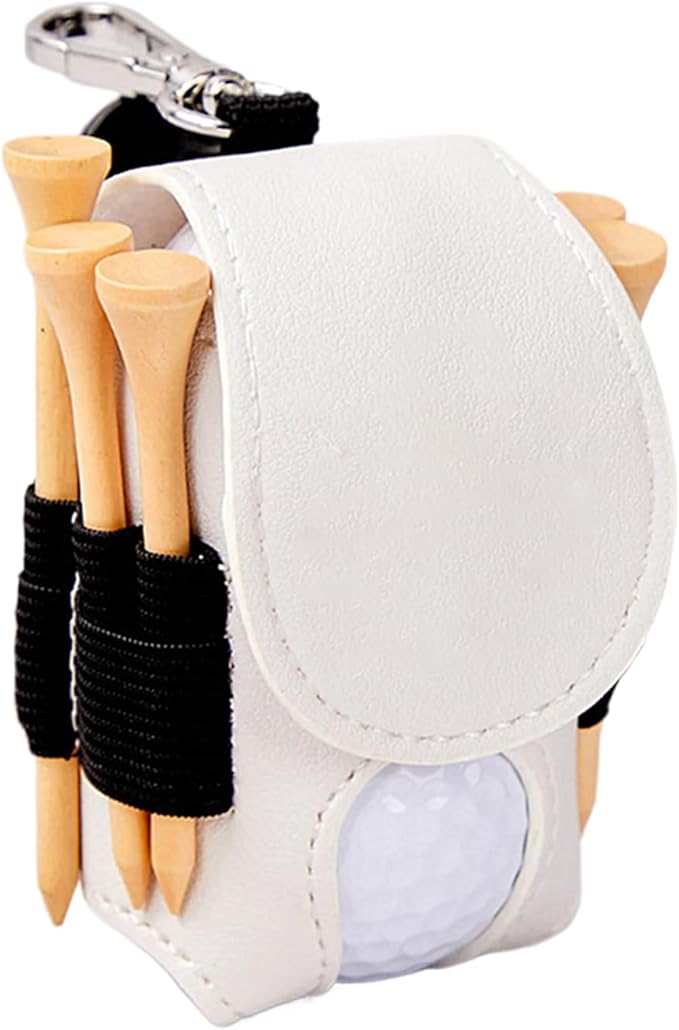 Leather Golf Ball Holder - Golf Ball Storage Pocket, Tee Bag with Sturdy Leather, Convenient and Tee Carry Pouch, Accessories Organizer for Course or Practice, Portable Pocket