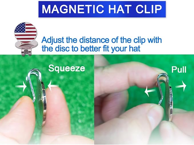3 Pack or 6 Pack - Golf Hat Clips Magnetic Golf Ball Marker Holders for Golf Hats Caps Pants Gloves Bags Visors Belts Nickel-Plated Alloy Clips for Metal Golf Ball Markers (Ball Marker Not Included)