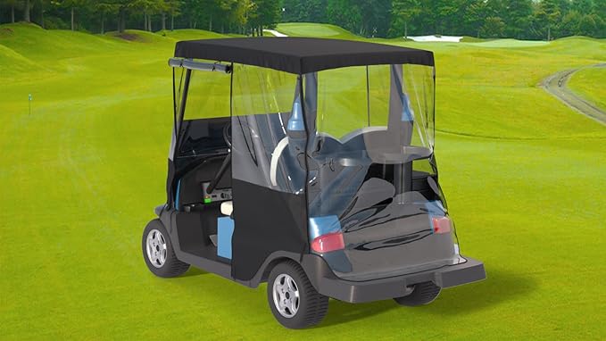 Golf Cart Cover, For 2 Seater, Driving Use, 4 Sides Rolled Up, Waterproof, Windproof, Dustproof, 600D Waterproof Oxford Cloth, Super Transparent EVA, For Club Car Precedent/Tempo/ Onward, EZGO