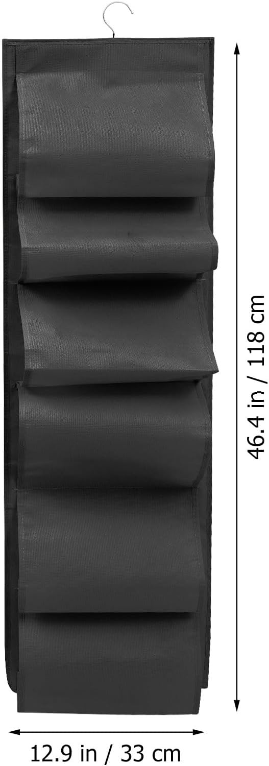 Hanging Shoe Organizer Bag Large Capacity Foldable Shoe Storage Pouch Black Multi-Grid Hanging Organizer for Dormitory Closet Travel