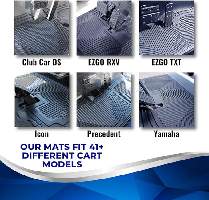 Club Clean Golf Cart Floor Mat – Fits Yamaha Drive, Drive2, G22, G14, Adventurer Models – 8mm Thick Custom-Fit Rubber – UV-Protected, Non-Slip, Water-Channel Design – Industry Standard Mat