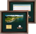 Golf Eagle, Double Eagle or Albatross Shadowbox Display Case | Personalized Engraved Plate | Holds Golf Ball and Scorecard or Photo | Horizontal Layout | Wall Mounted (Walnut)