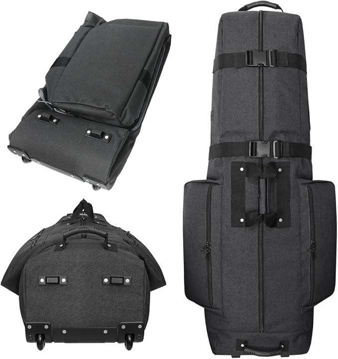 CaddyDaddy Constrictor Soft-Sided Golf Travel Bag Cover with Thick Dense Foam Padded Top 1 Year Full Travel Bag Replacement Coverage | Wheels & Lockable Zippers Case for Transporting Clubs on Airlines