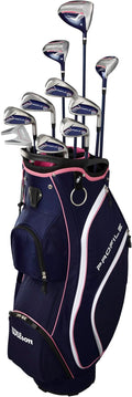 Wilson Women's Profile Complete Golf Set with Cart Bag - Left Hand, Ladies, Navy/Rose Gold/Silver